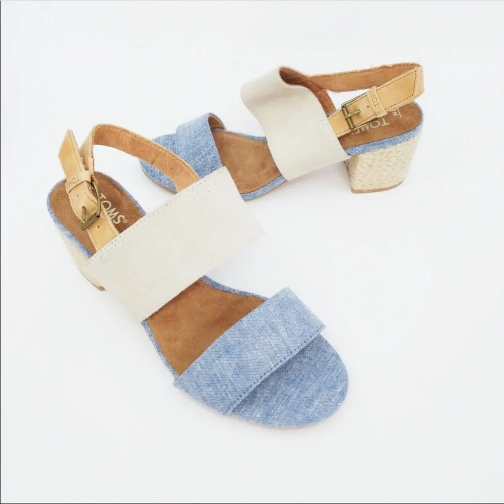Toms Poppy Birch Suede Blue Slingback Sandal - Picture 7 of 8